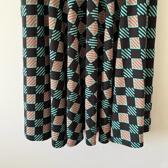 LuLaRoe NWT Black Mint Green Orange Geometric Print Dress Small - Picture 7 of 11